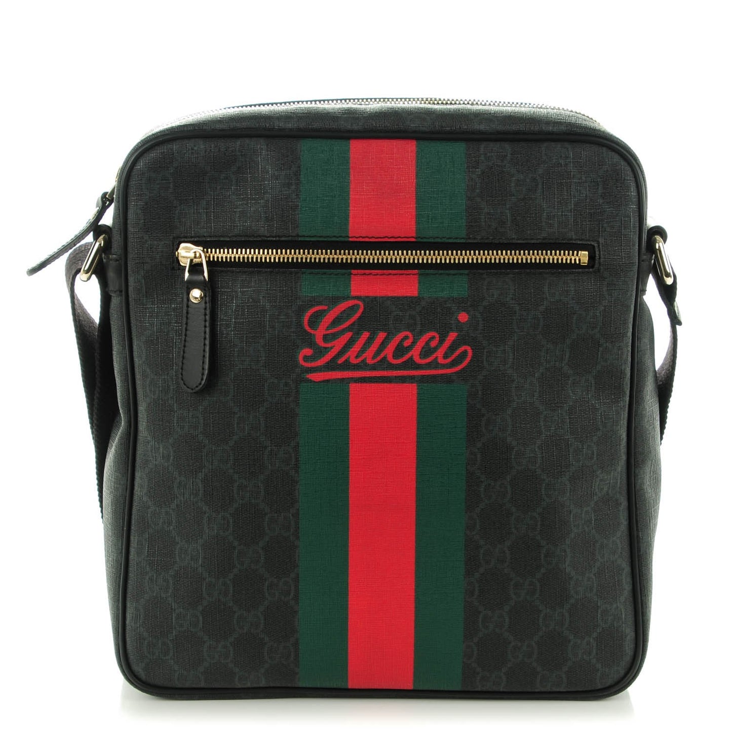 GG Plus Monogram Web Messenger Bag Black