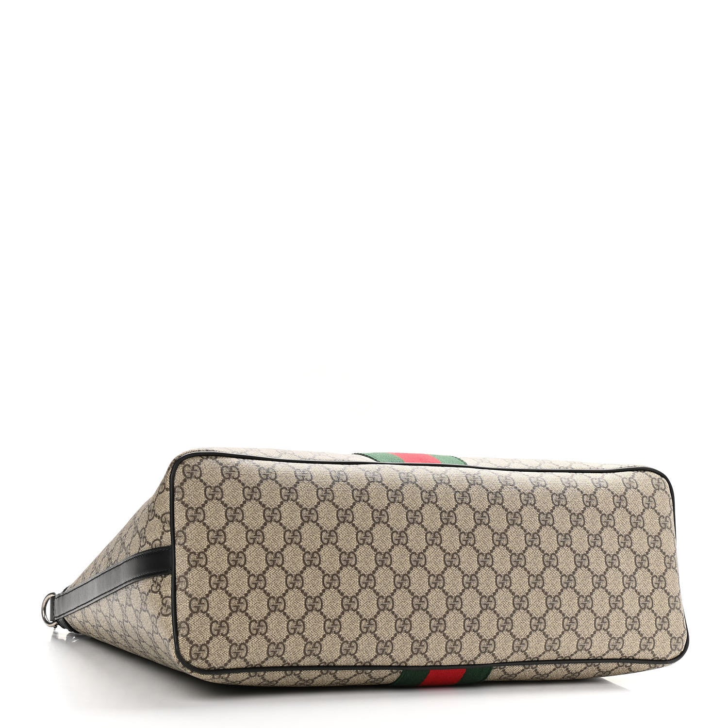 Gucci GG Supreme Monogram Web Medium Zippered Tote Beige Black 4 of 10
