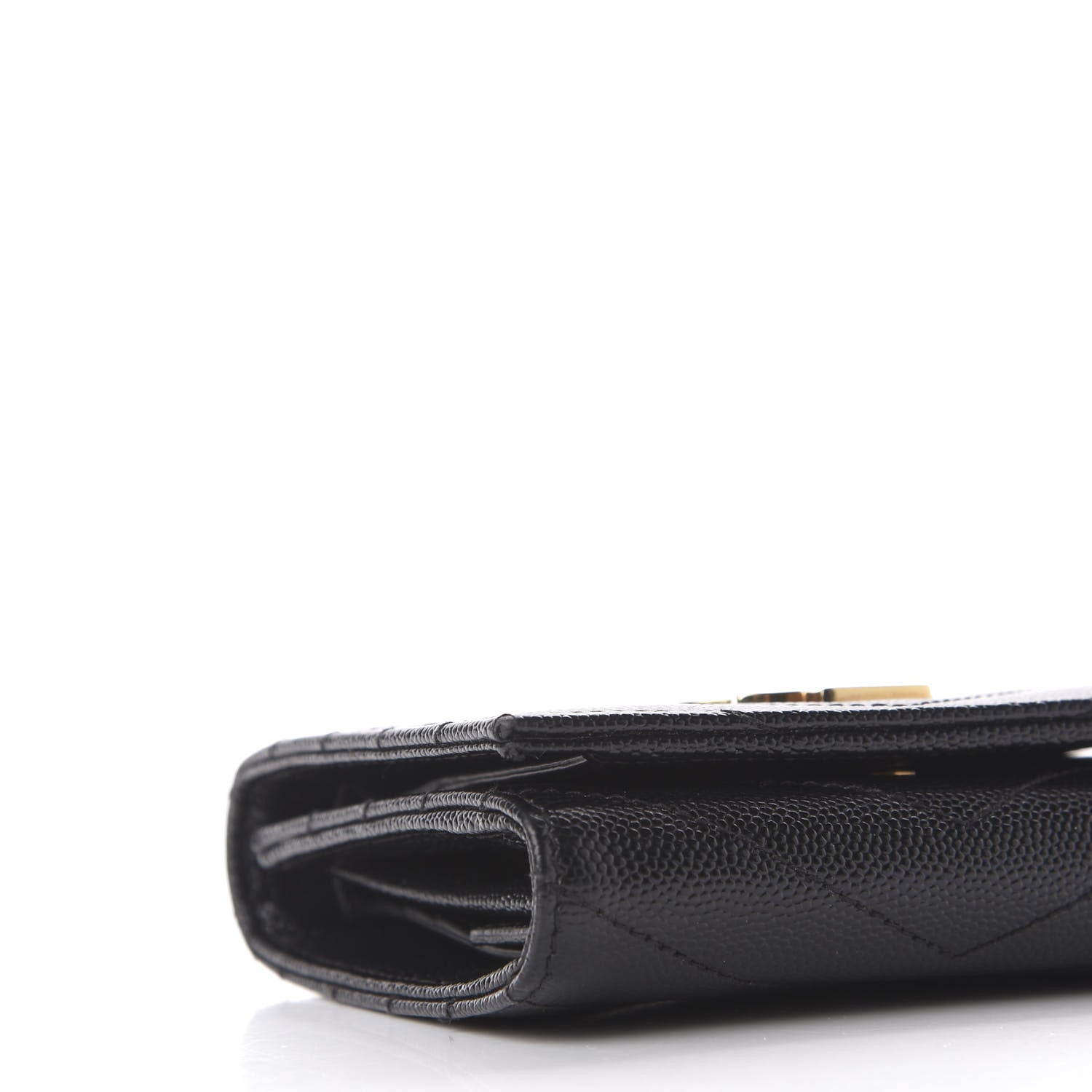 Saint Laurent Grain De Poudre Matelasse Chevron Monogram Compact Wallet Black 5 of 8