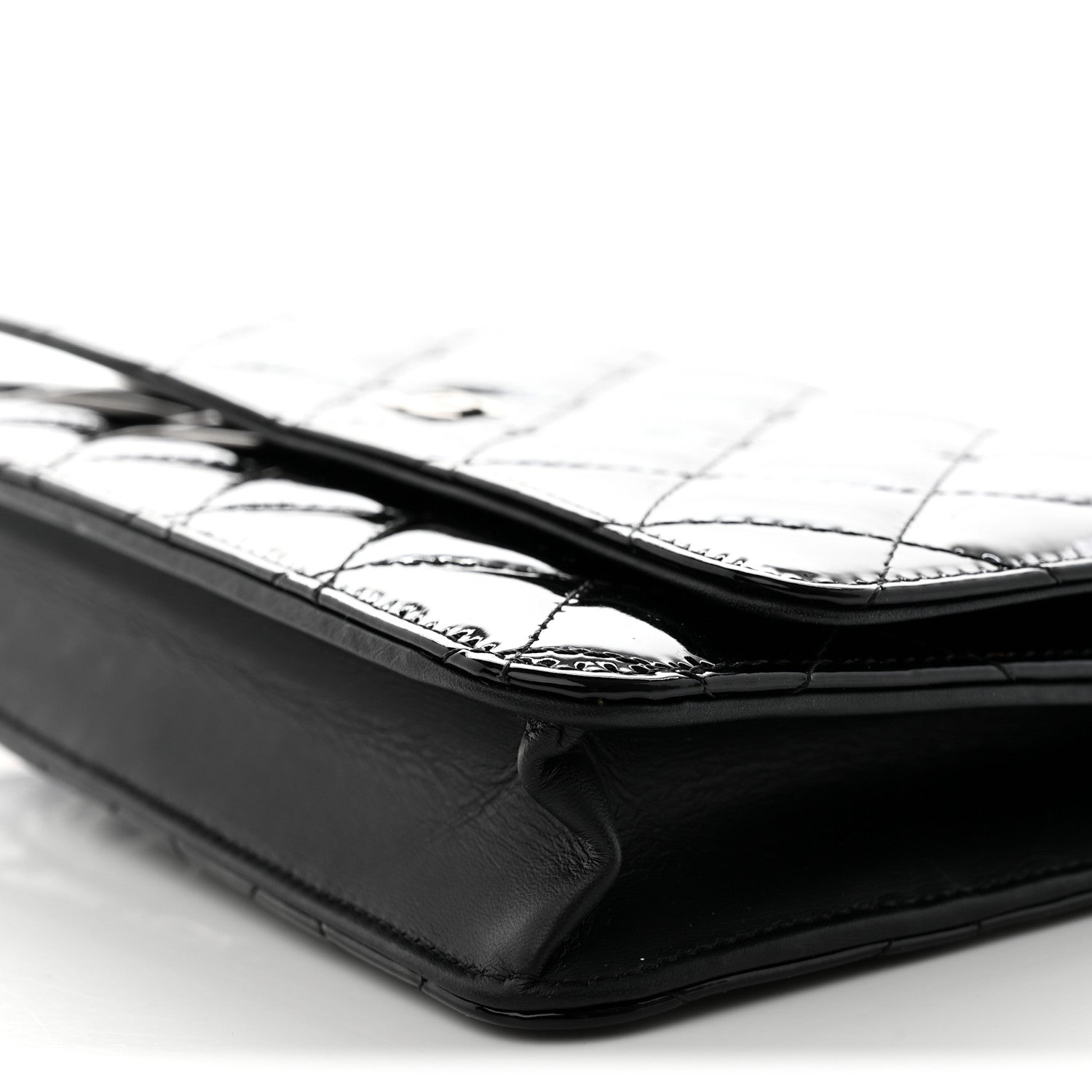 Chanel Patent Quilted Wallet On Chain WOC Black 10 of 11