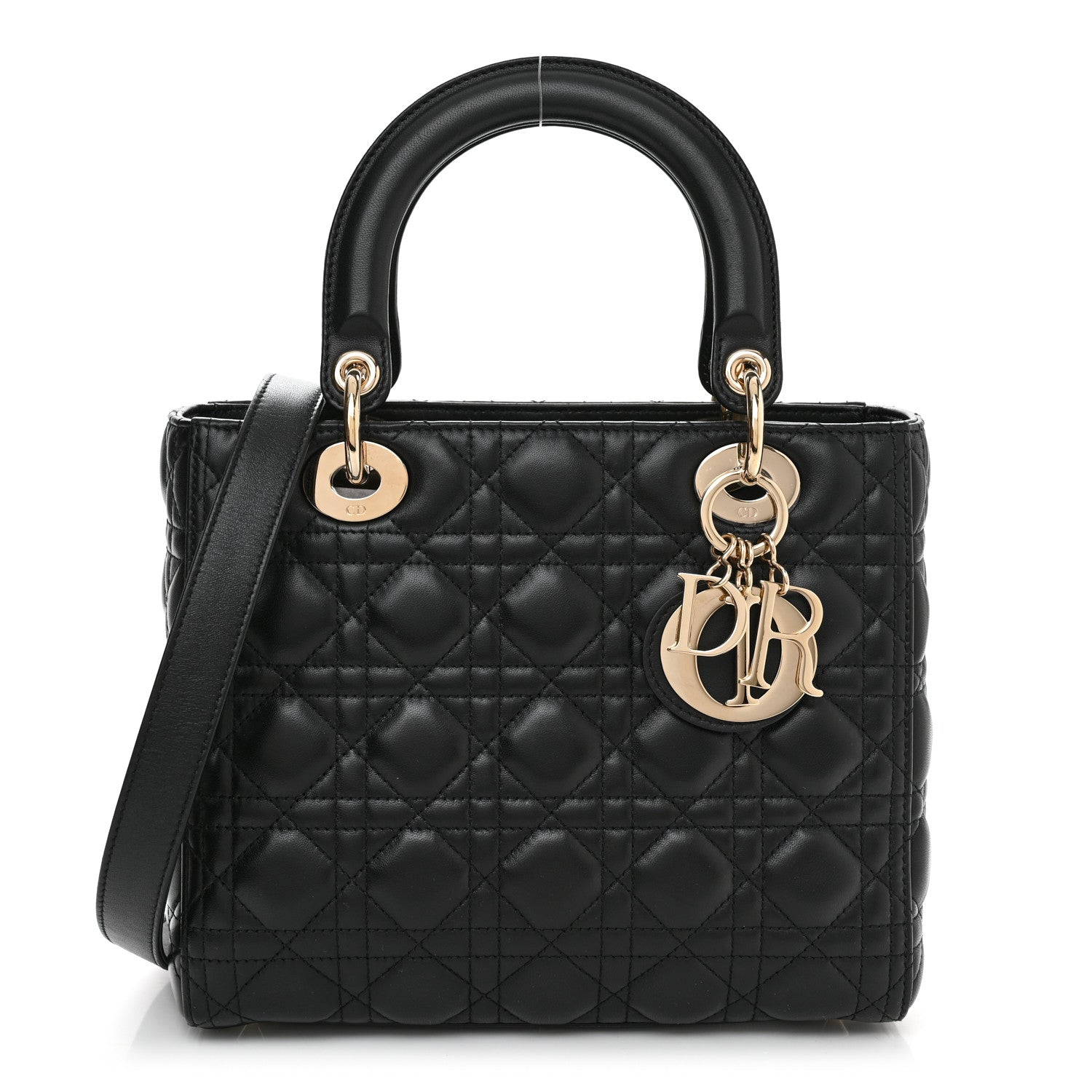 Christian Dior Lambskin Cannage Medium Lady Dior Black 1 of 13