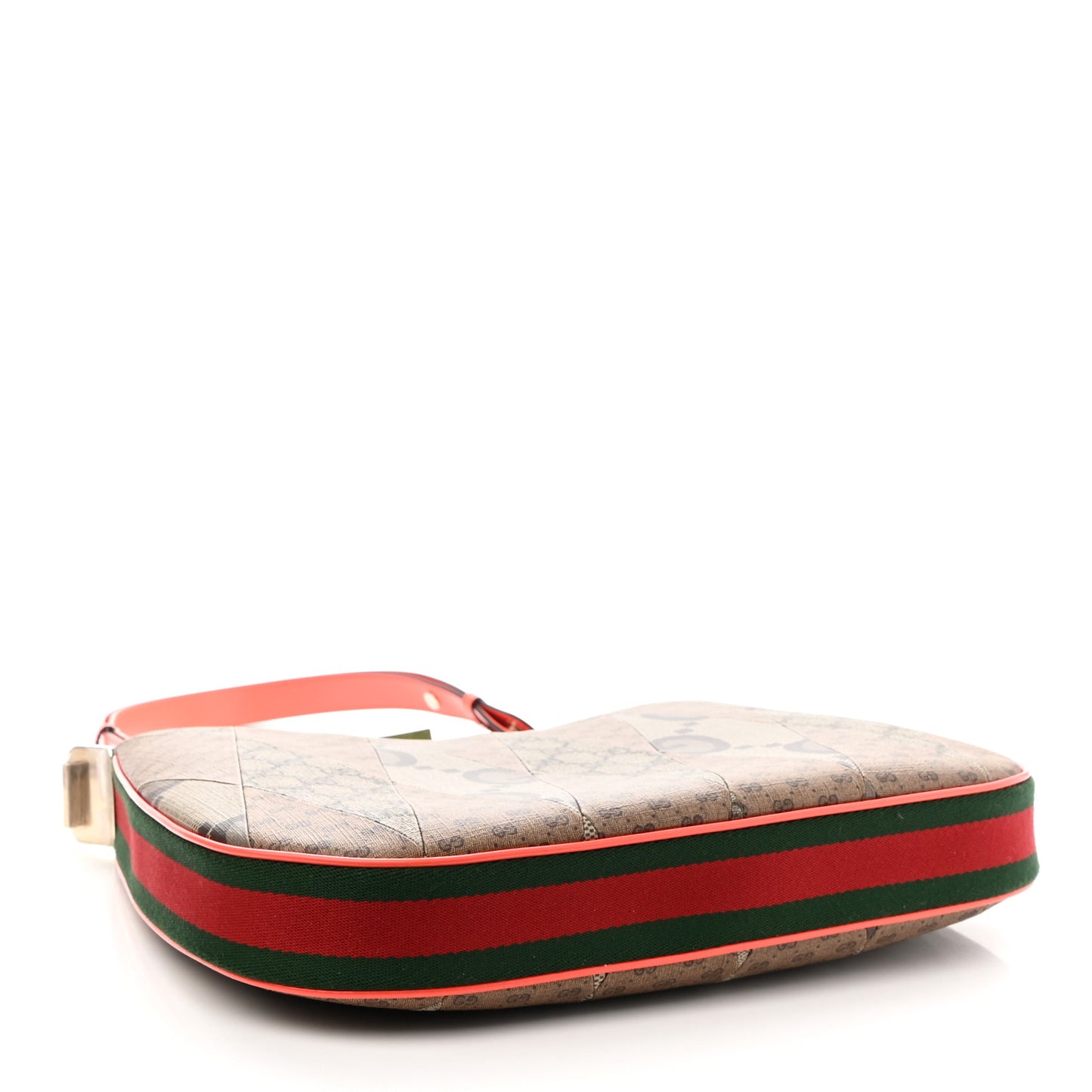 GG Supreme Monogram Mix Monogram Web Patchwork Large Attache Shoulder Bag Beige Multicolor