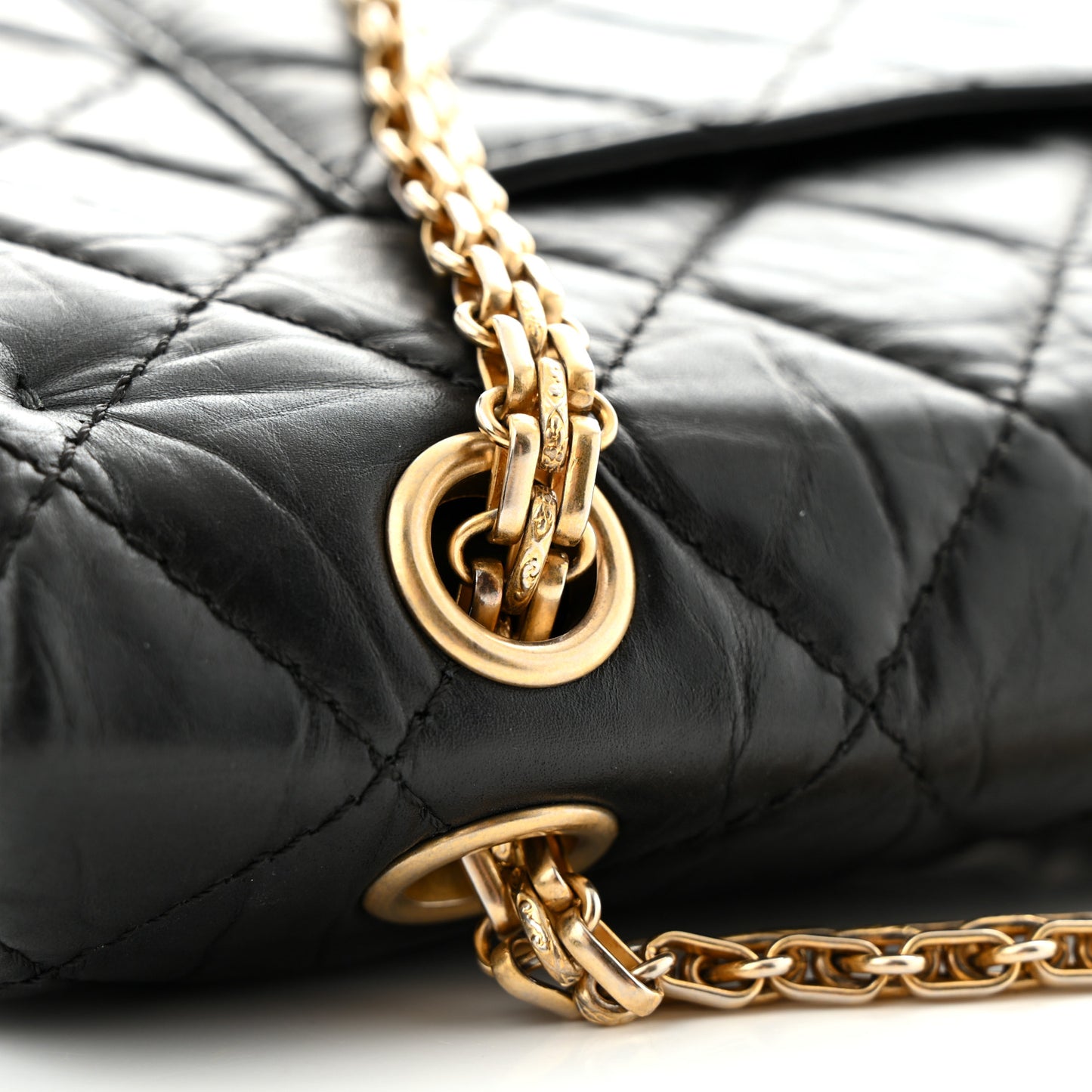 Aged Calfskin Quilted 2.55 Reissue 227 Flap Black