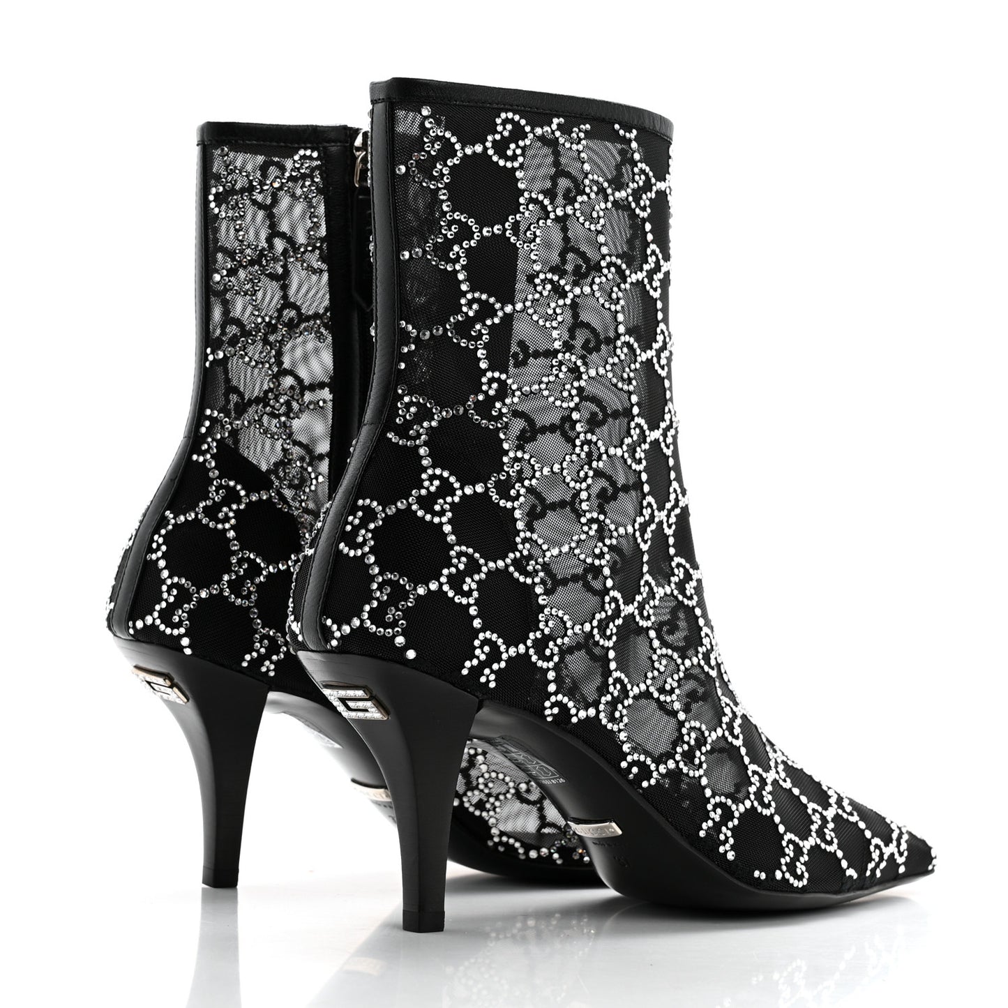 Tela Retino Kid Scamosciato Crystal GG Monogram Square Demi Boot 37 Black
