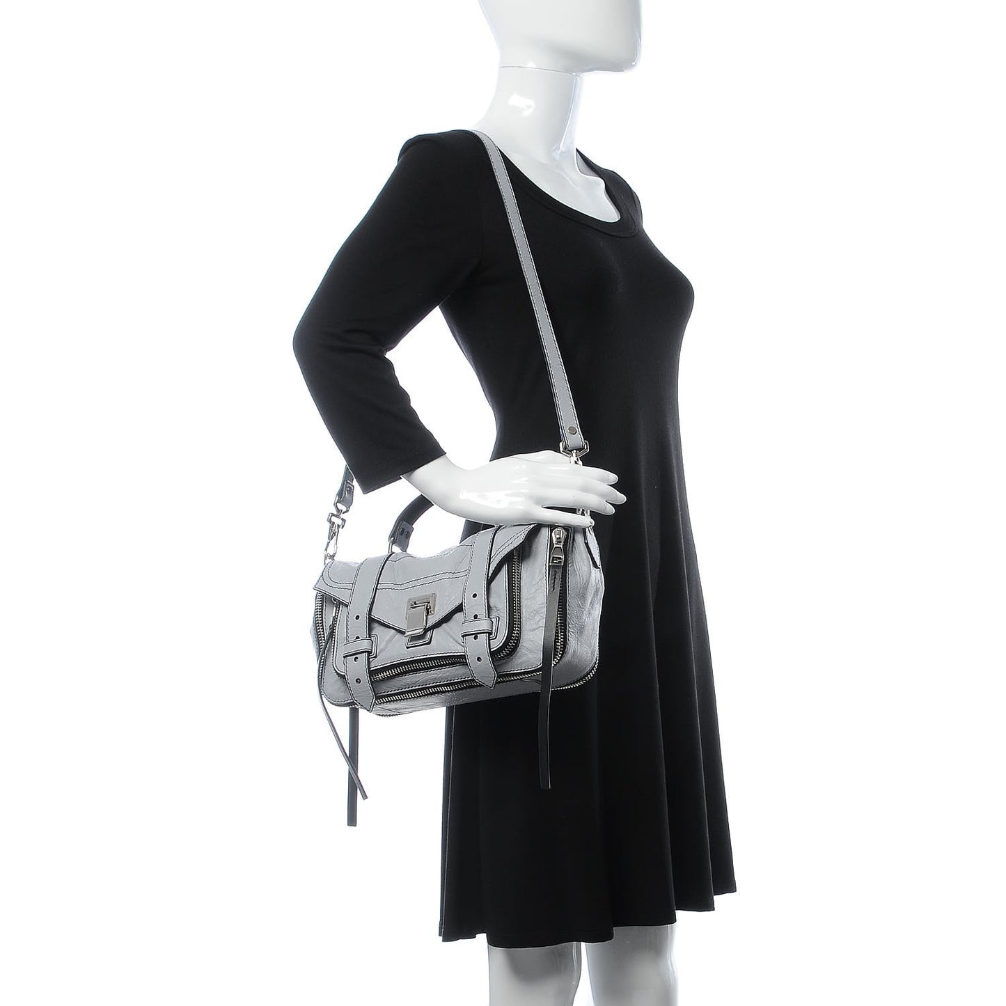Paper Lambskin Medium PS1 Plus Zip Satchel Dove Grey