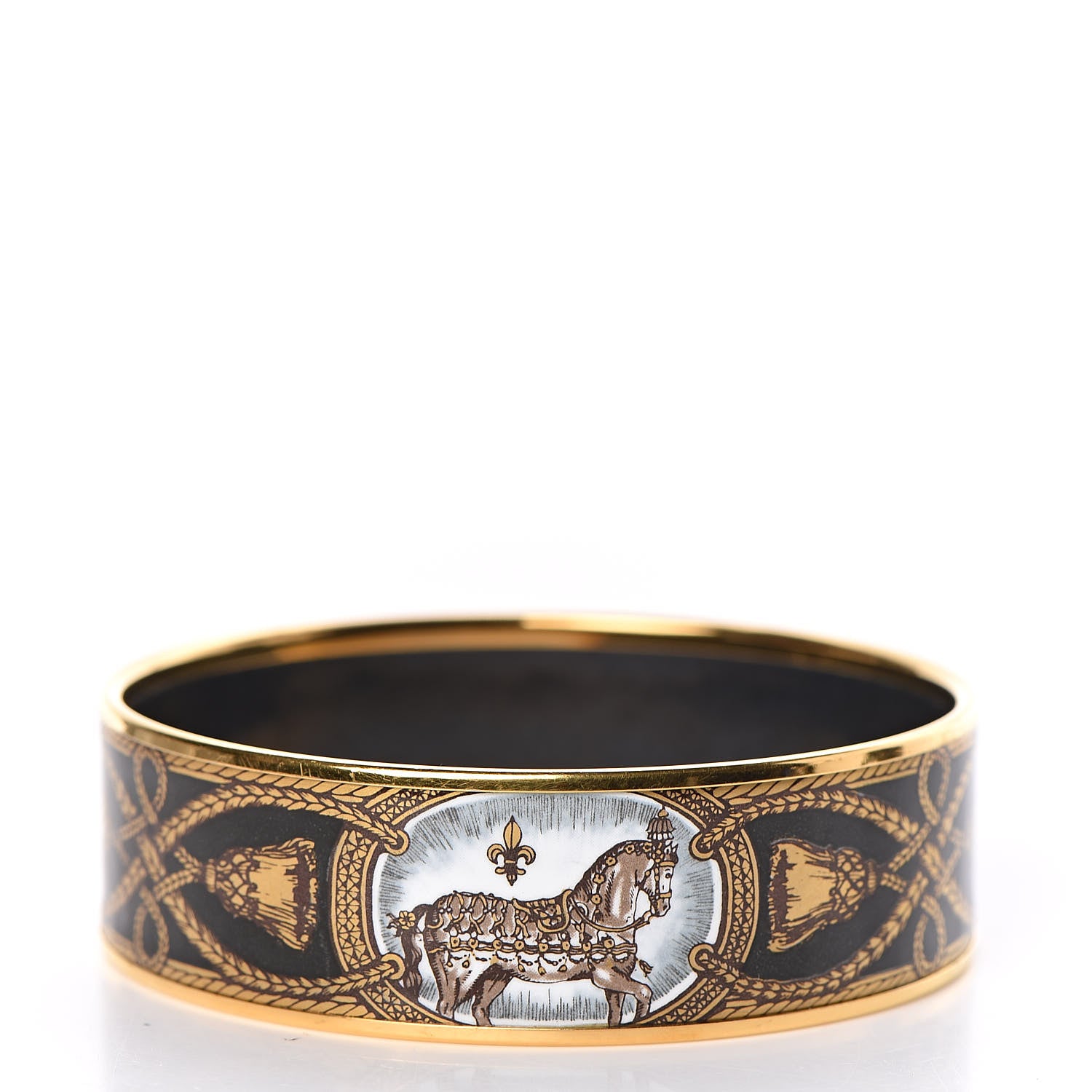 Hermes Enamel Printed Wide Grand Apparat Bracelet 70 Black 3 of 6