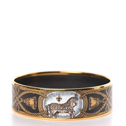 Hermes Enamel Printed Wide Grand Apparat Bracelet 70 Black 3 of 6