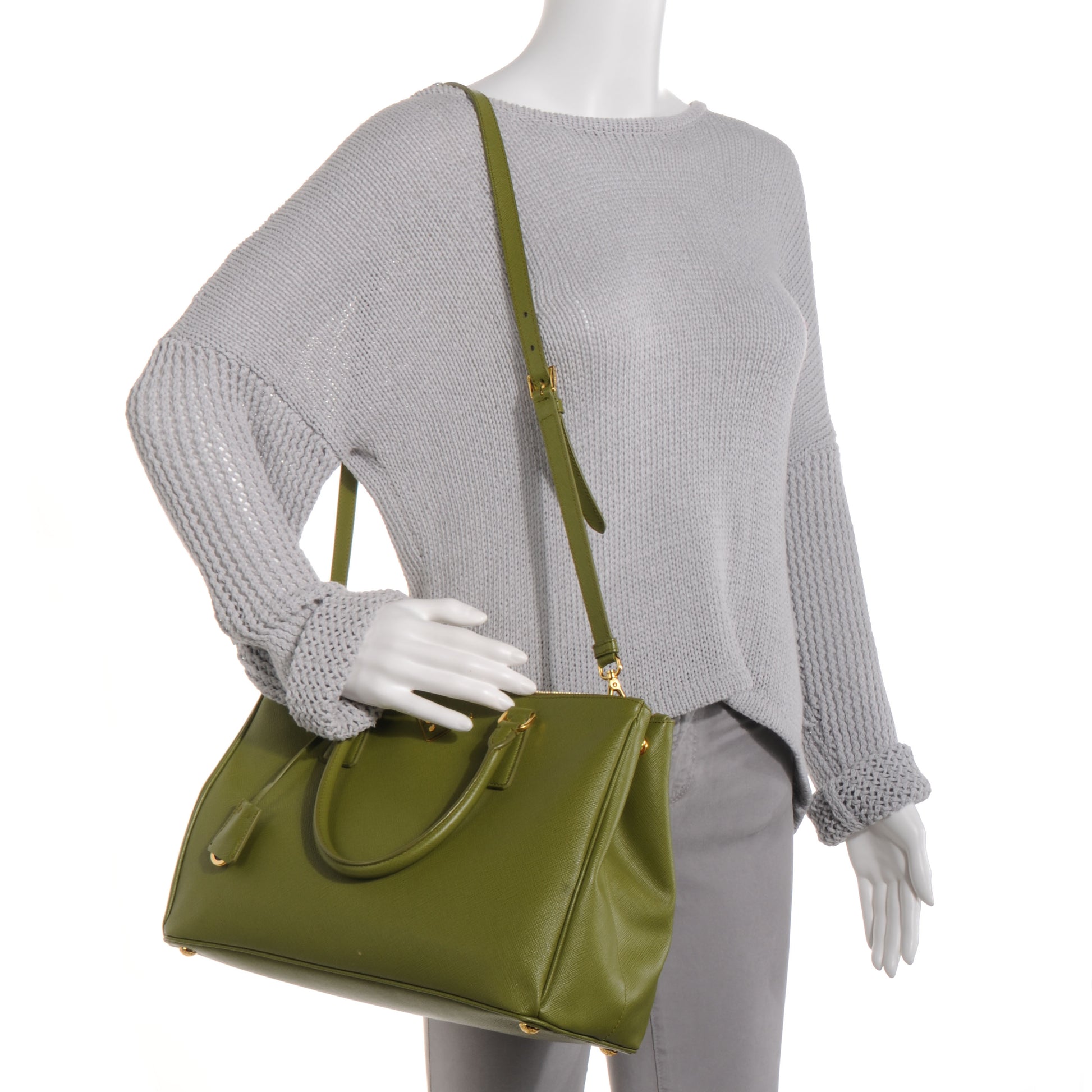 Prada Saffiano Medium Galleria Double Zip Tote Edera 2 of 10