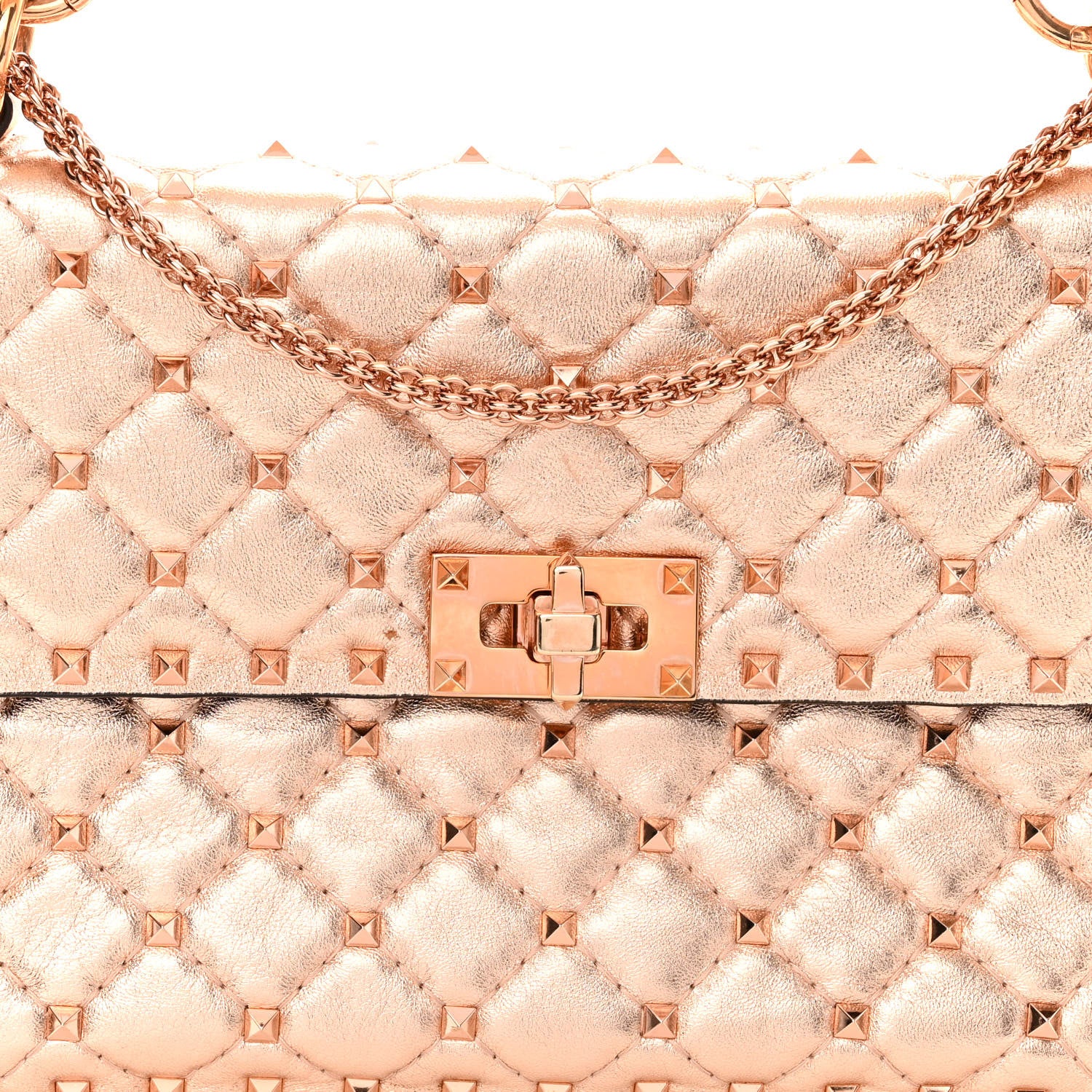 Valentino Garavani Metallic Nappa Medium Rockstud Spike Shoulder Bag Rame 7 of 11