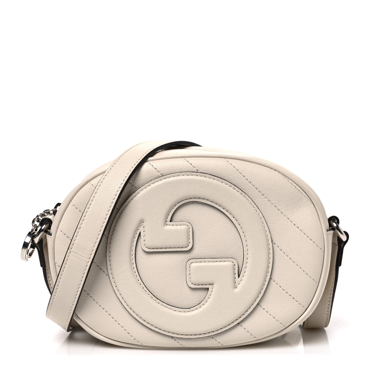 Sakai Be Green Calfskin Diagonal Stitched Mini Blondie Shoulder Bag Mystic White