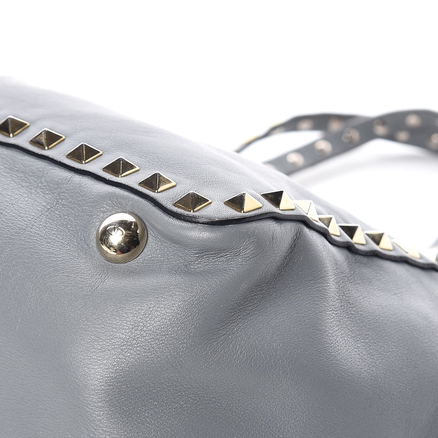 Valentino Garavani Vitello Small Rockstud Tote Grey 16 of 22