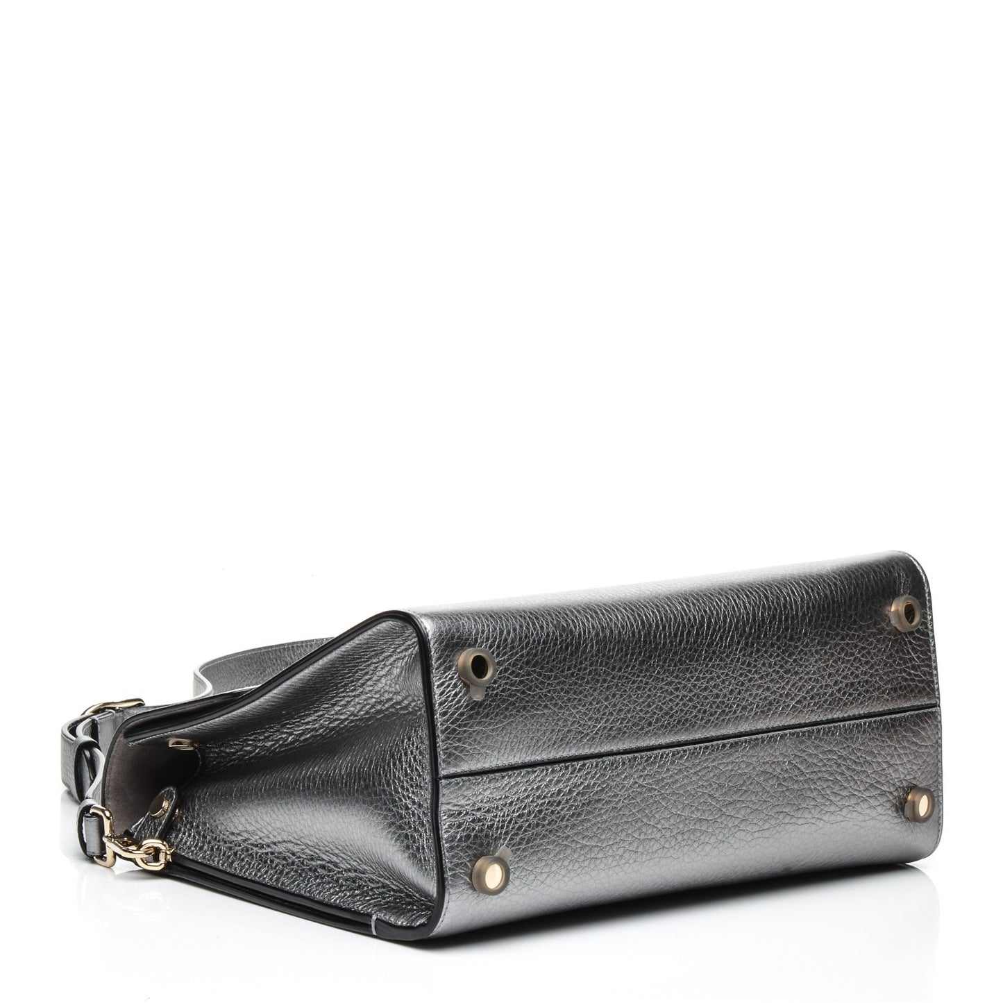 Metallic Grained Calfskin Medium Diorever Flap Silver