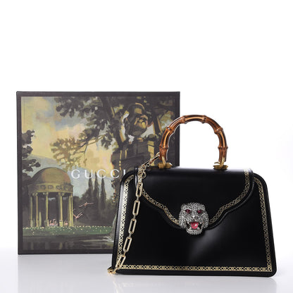 Gucci Calfskin Bamboo Medium Thiara Top Handle Bag Black 8 of 8