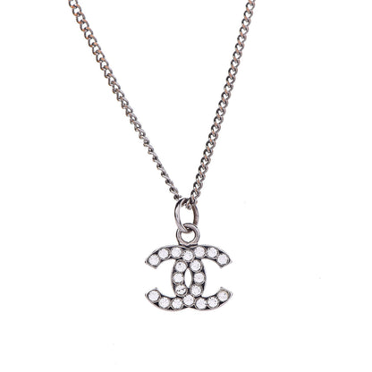 Chanel Crystal Timeless CC Necklace Silver 4 of 6