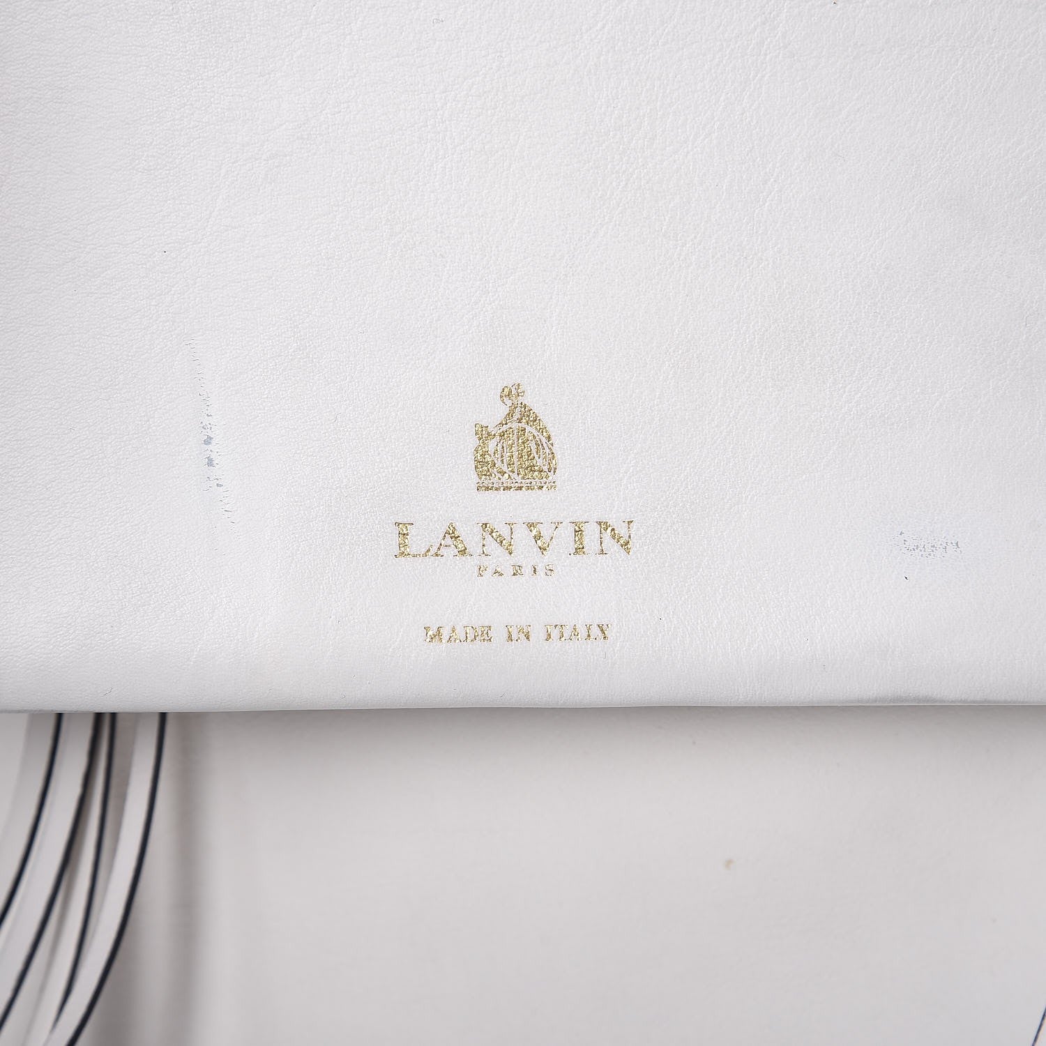 Lanvin Smooth Calfskin Printed Small Fringe Shopper Tote Black White 7 of 23