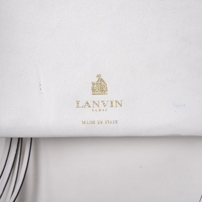 Lanvin Smooth Calfskin Printed Small Fringe Shopper Tote Black White 7 of 23