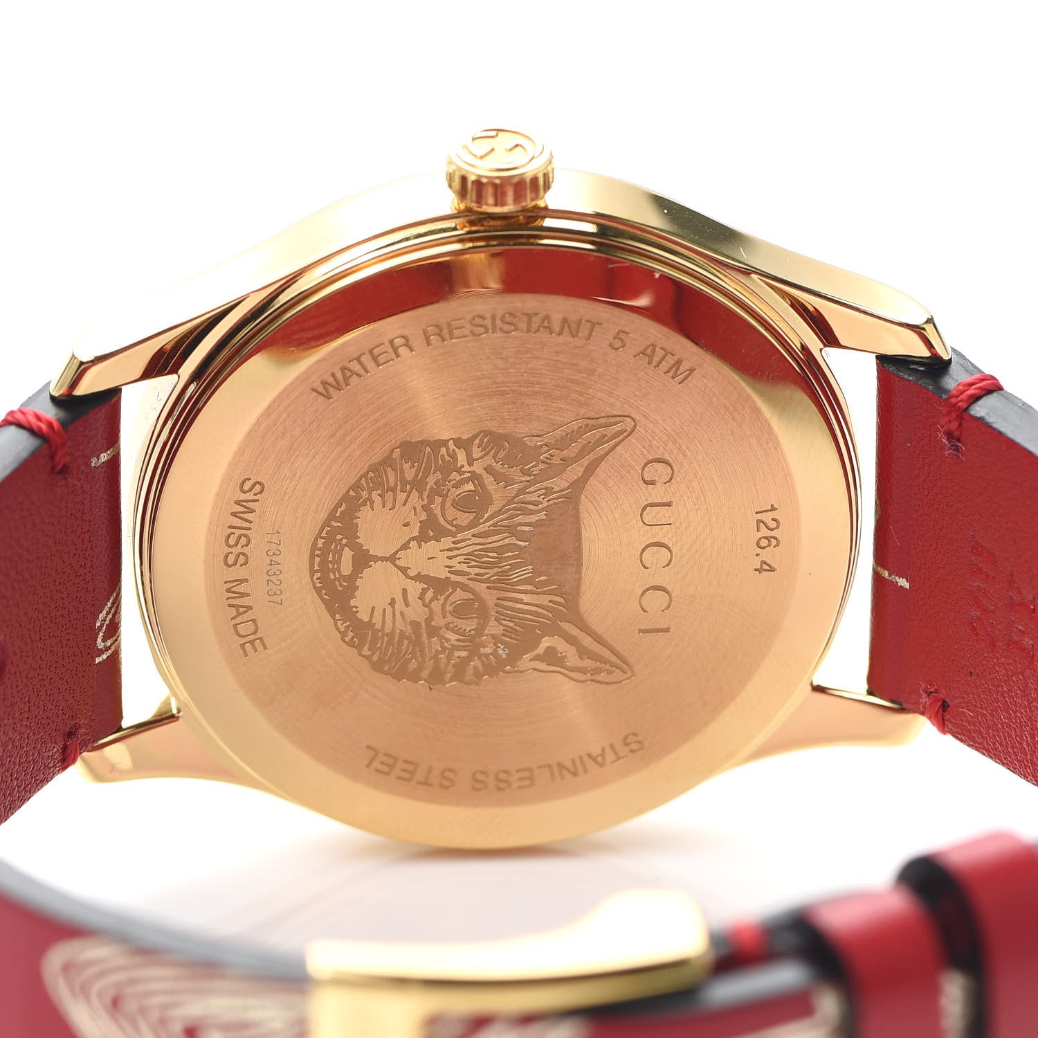 Gucci Stainless Steel Calfskin 38mm G-Timeless Butterfly Quartz Watch Red 4 of 5