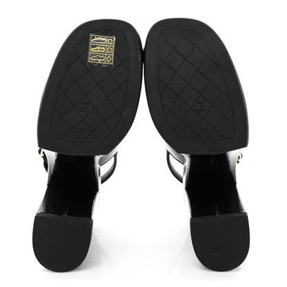 Chanel Crumpled Patent Lambskin Platform Sandals 36 Black 5 of 9