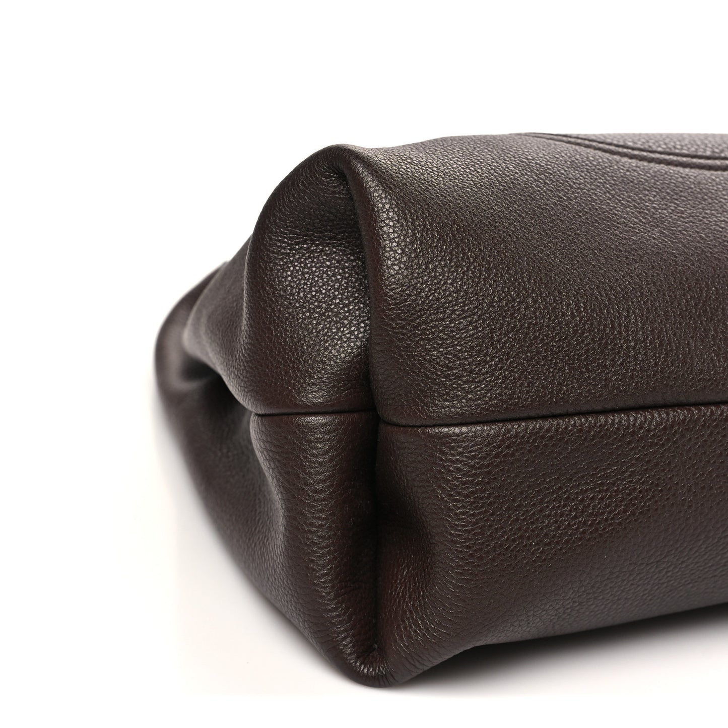 Grained Calfskin Softbit Maxi Shoulder Bag Dark Brown