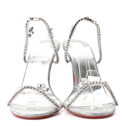 Christian Louboutin PVC Crystal Just Queen 100 Sandals 39 Silver 2 of 9
