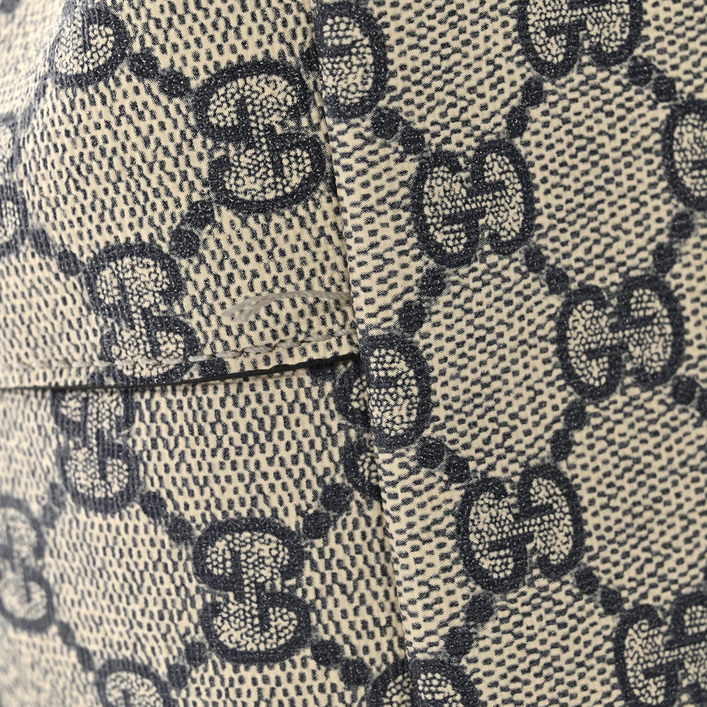 GG Supreme Monogram Textured Calfskin Web Medium Ophidia Shopping Tote Beige Blue