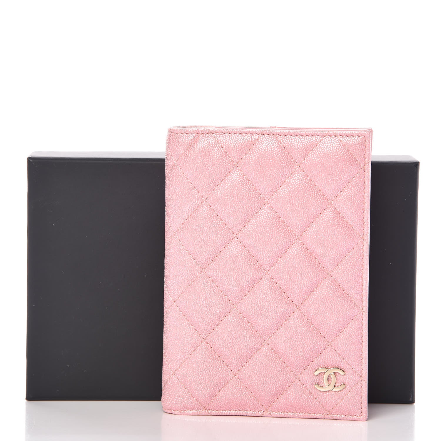 Chanel Iridescent Caviar Quilted Passport Holder Pink 8 of 8