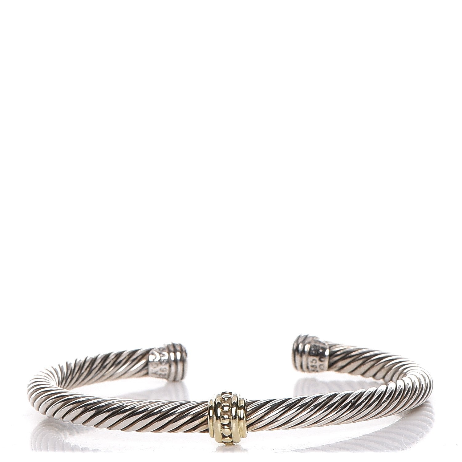 David Yurman Sterling Silver 14K Yellow Gold 5mm Cable Classics Single Station Bracelet 1 of 5