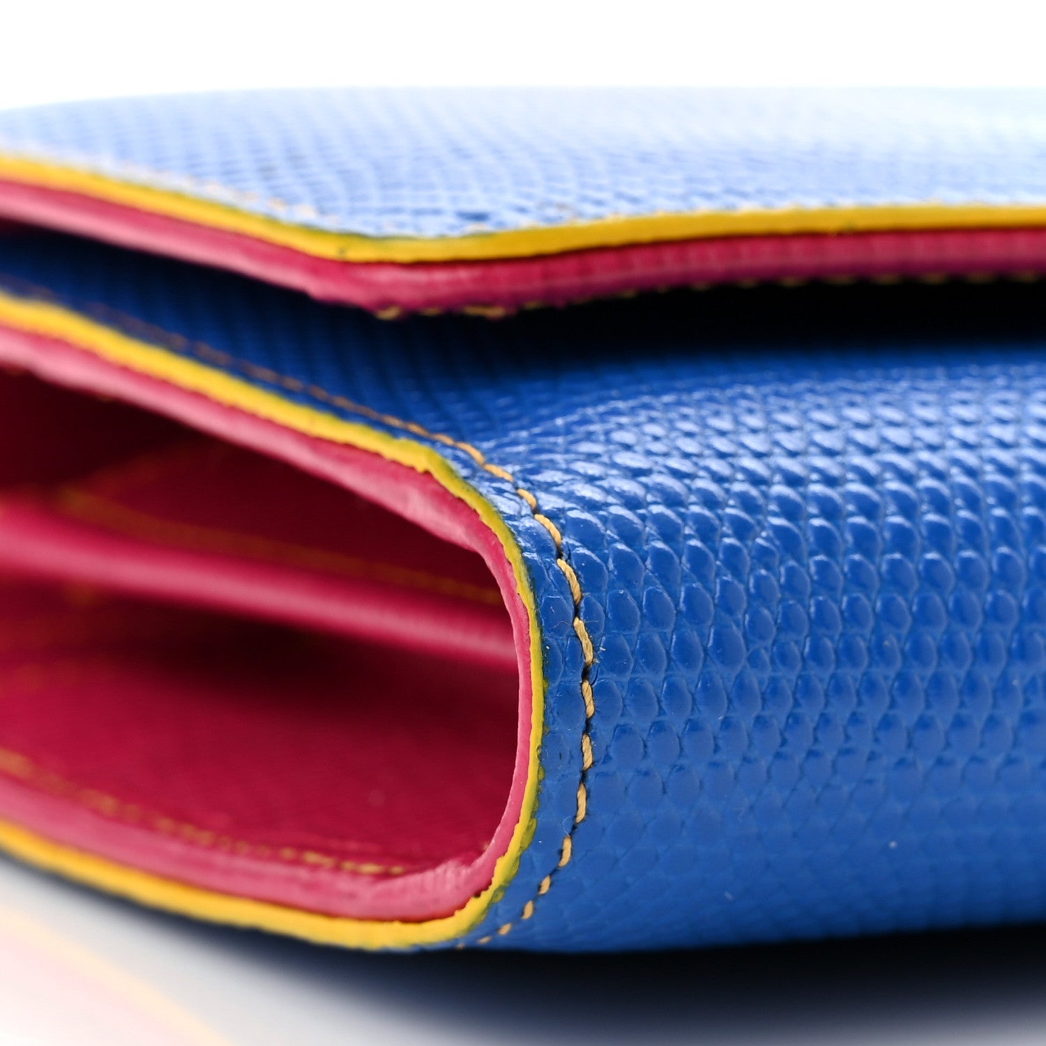 Dolce & Gabbana Lizard Calfskin Embossed Mini Miss Sicily Chain Wallet Blue Multicolor 8 of 9