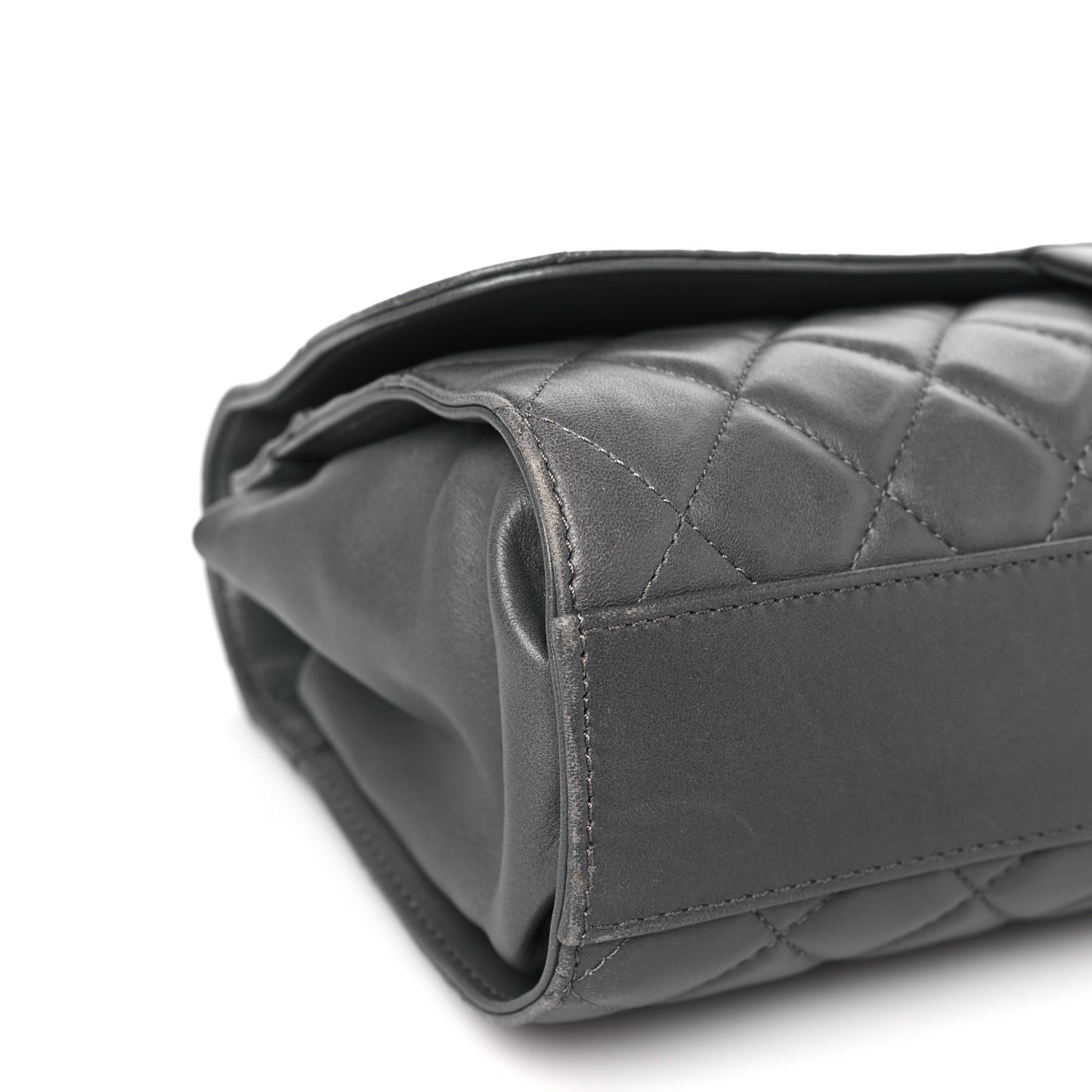 Lambskin Quilted Jumbo Grocery By Chanel Drawstring Shopping Bag Grey