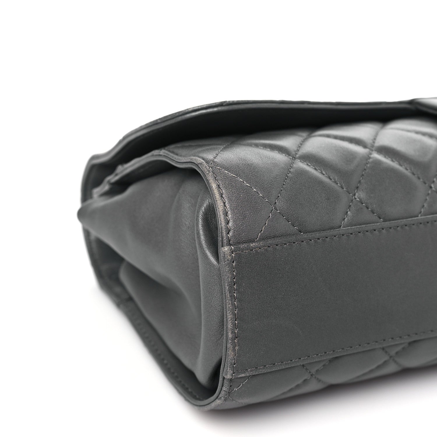 Chanel Lambskin Quilted Jumbo Grocery By Chanel Drawstring Shopping Bag Grey 9 of 10