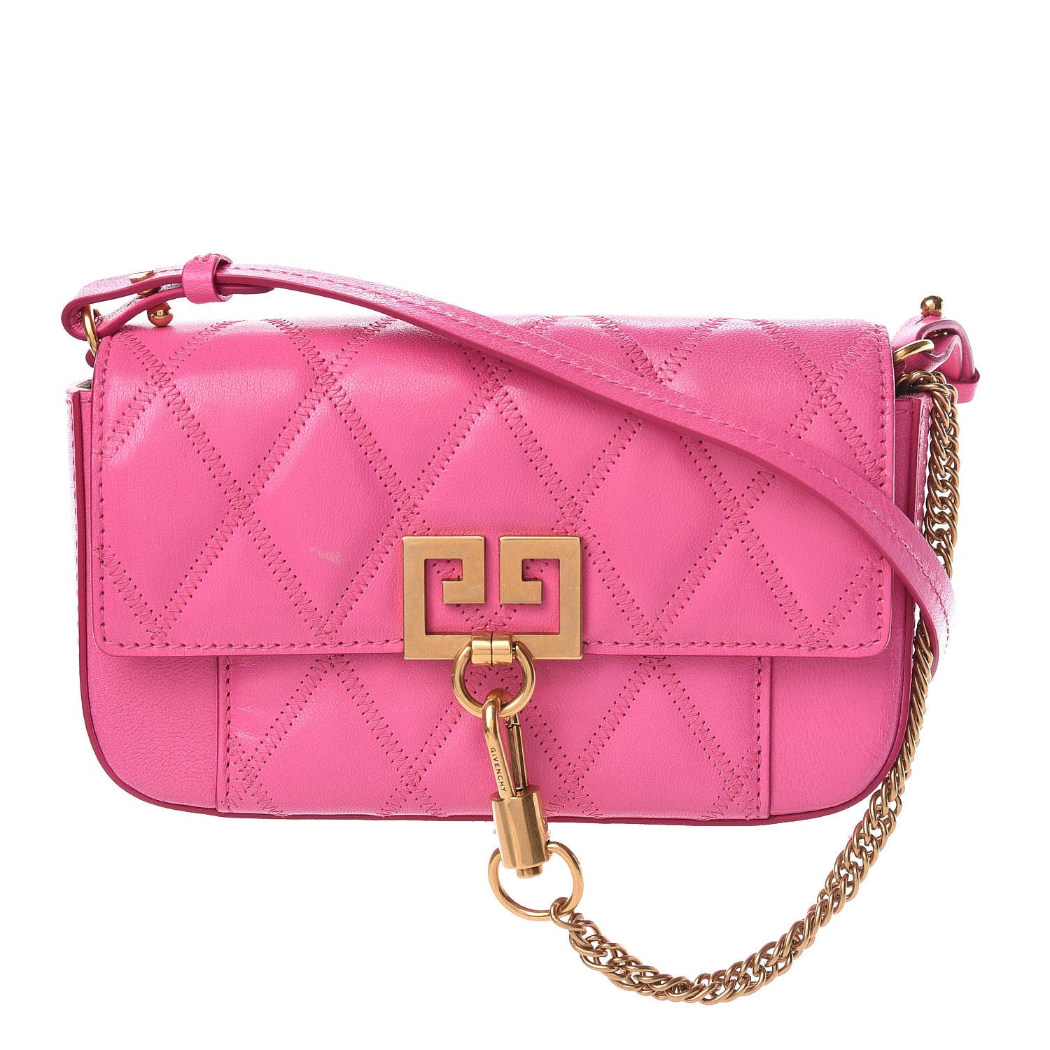 Givenchy Goatskin Quilted GV3 Mini Pocket Convertible Bag Pink 1 of 10