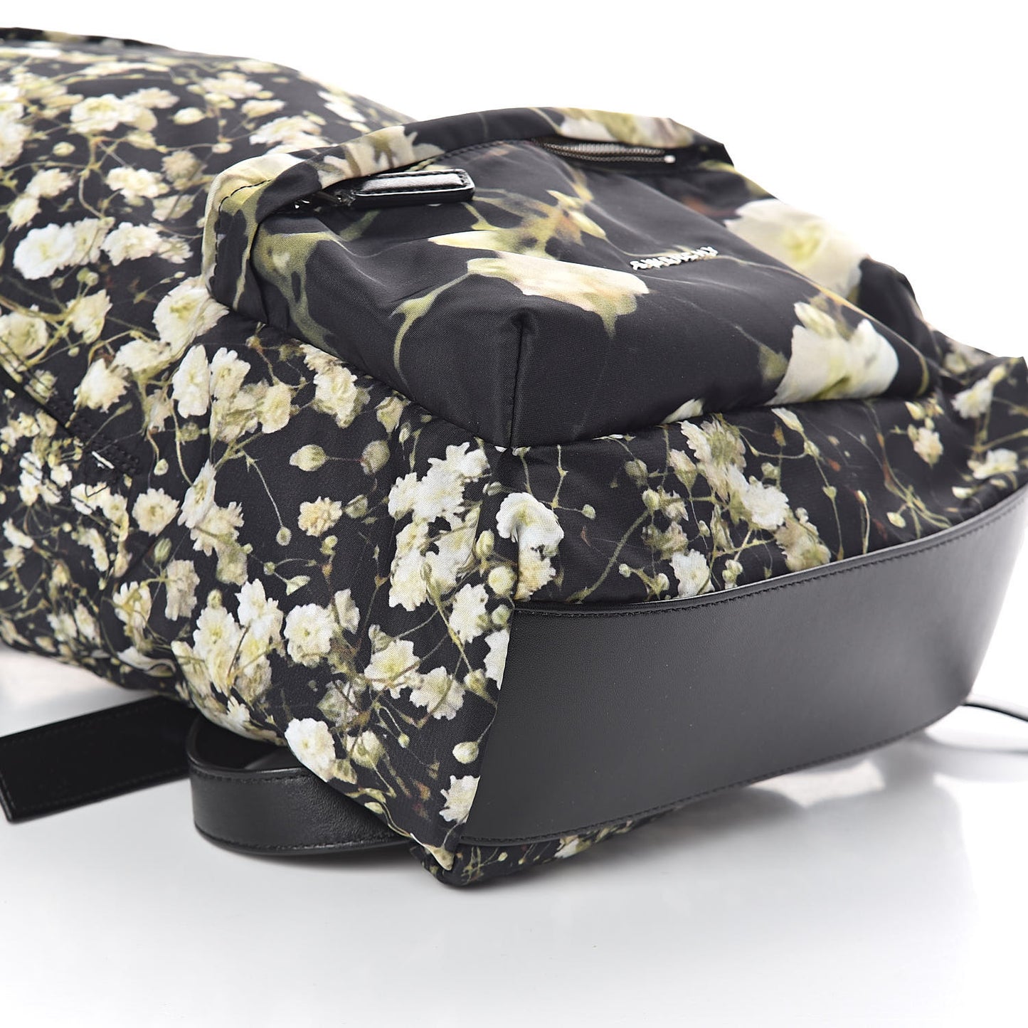 Nylon Calfskin Baby's Breath Print Backpack Black