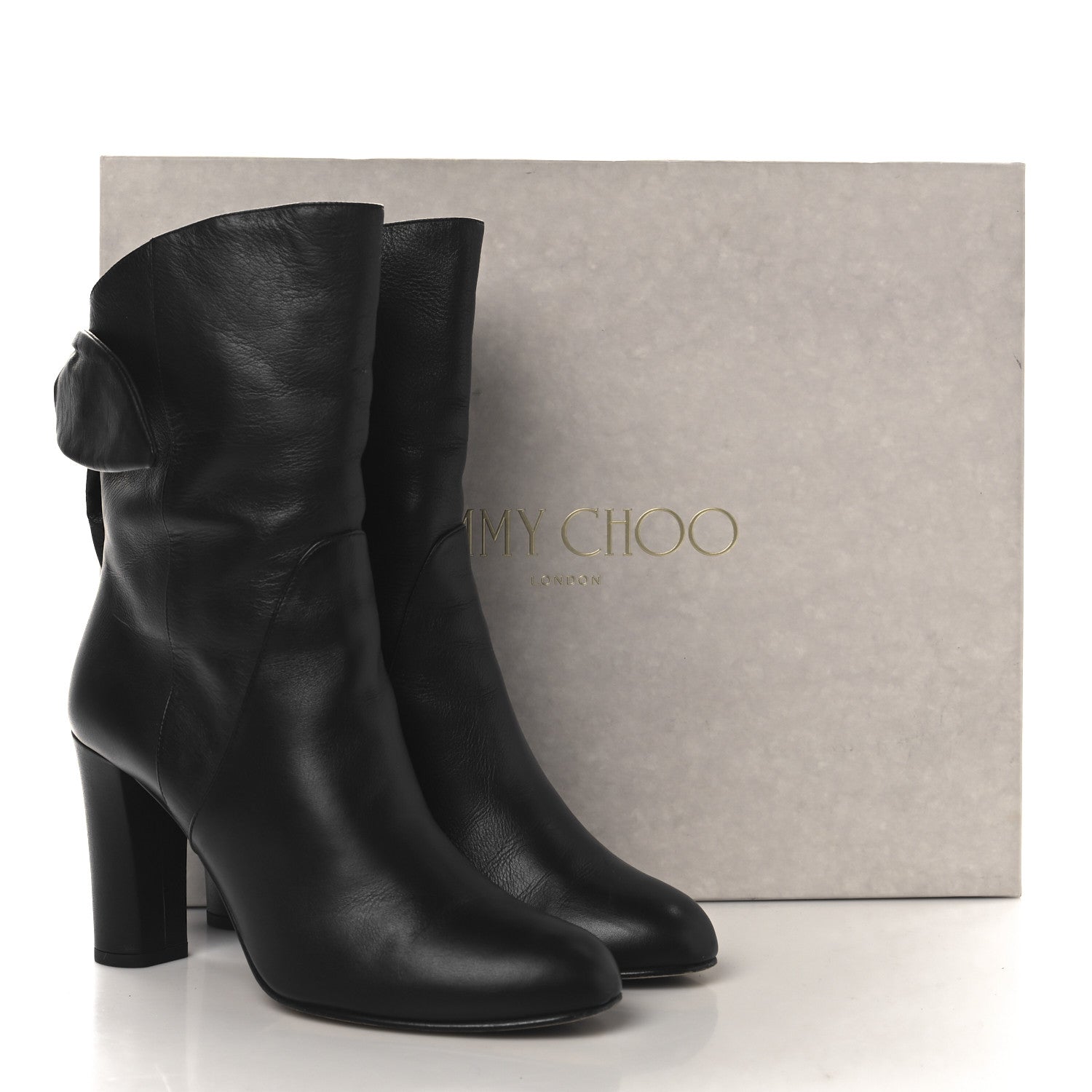 Jimmy Choo Smooth Calfskin Malene 85 Bow Ankle Boots 41 Black 9 of 9