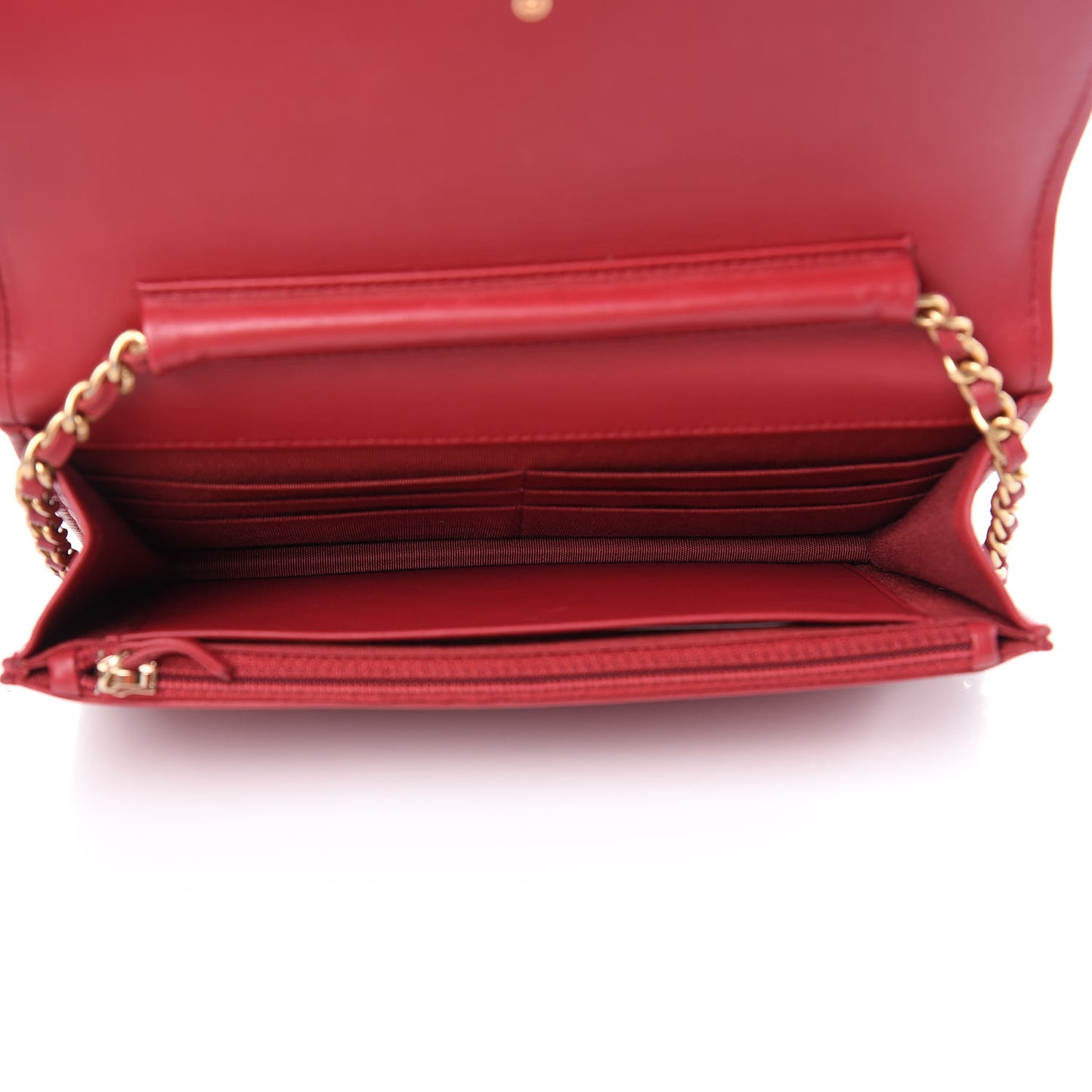 Calfskin Quilted Boy Wallet On Chain WOC Red