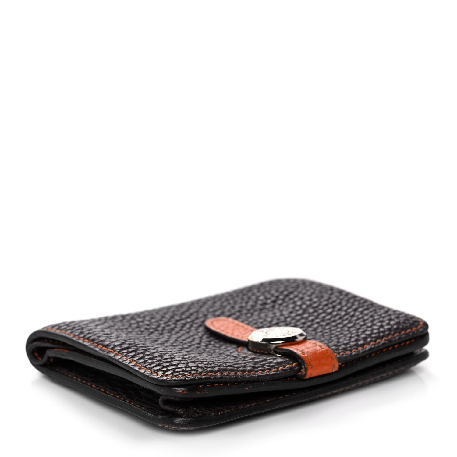 Hermes Togo Dogon Card Case Black Orange 4 of 11