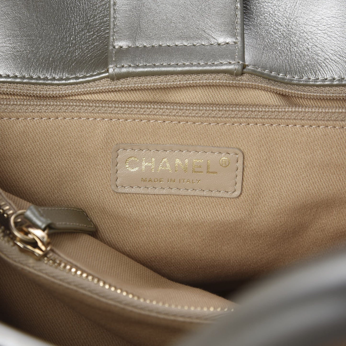 Metallic Calfskin Perforated Up In The Air Tote Silver