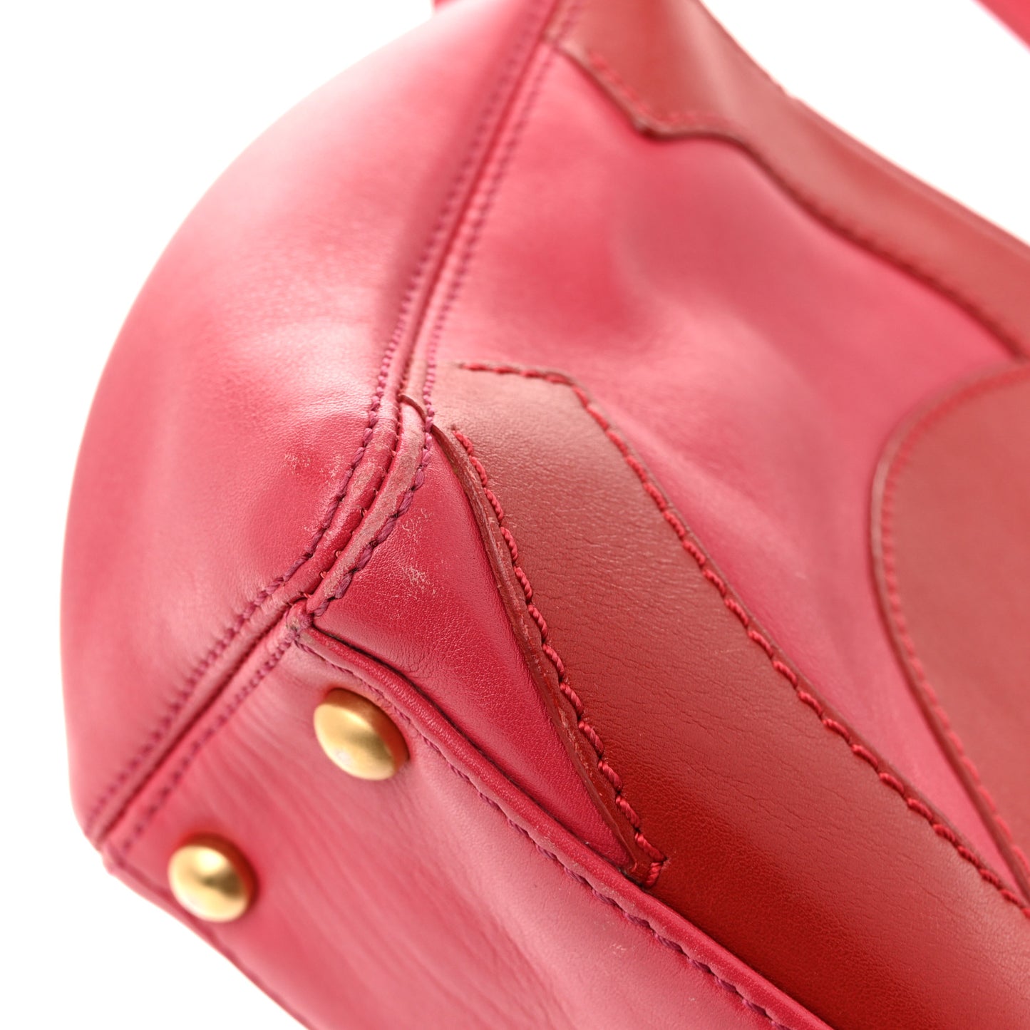 Calfskin Small CC Stitched Shoulder Bag Pink Red