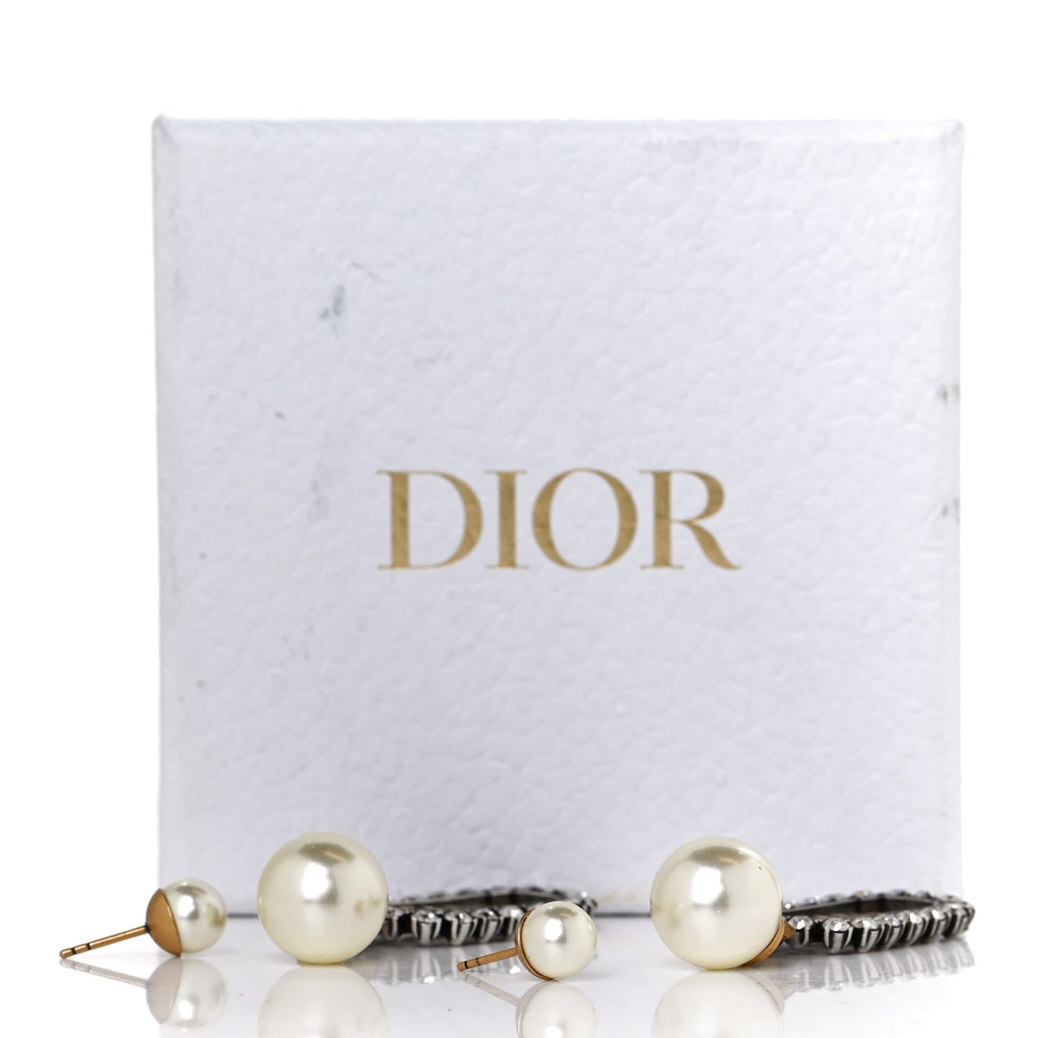 Christian Dior Pearl Crystal J'Adior Rectangle Tribales Earrings Antique Gold 5 of 5