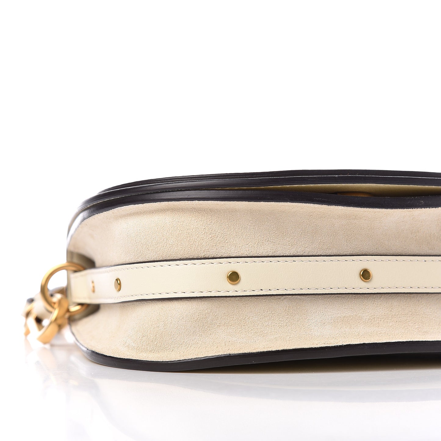 Calfskin Suede Small Nile Bracelet Bag Off White