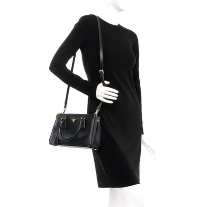 Prada Saffiano Lux Mini Double Zip Tote Nero Black 2 of 9