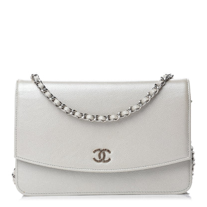 Chanel Caviar Sevruga Wallet on Chain WOC Silver 1 of 15