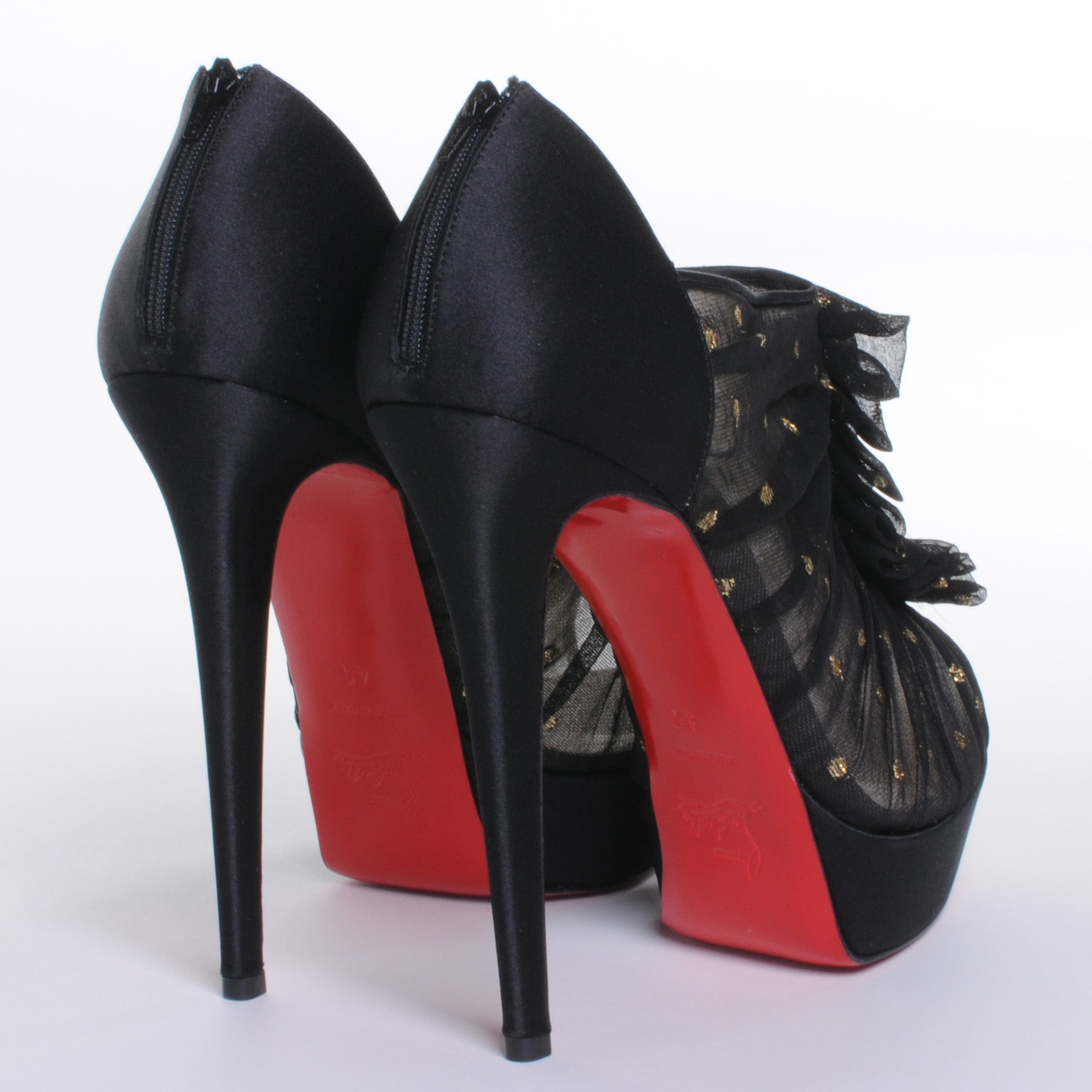 Christian Louboutin Crepe Satin Chiffon Canon 140 Heels 40 4 of 7