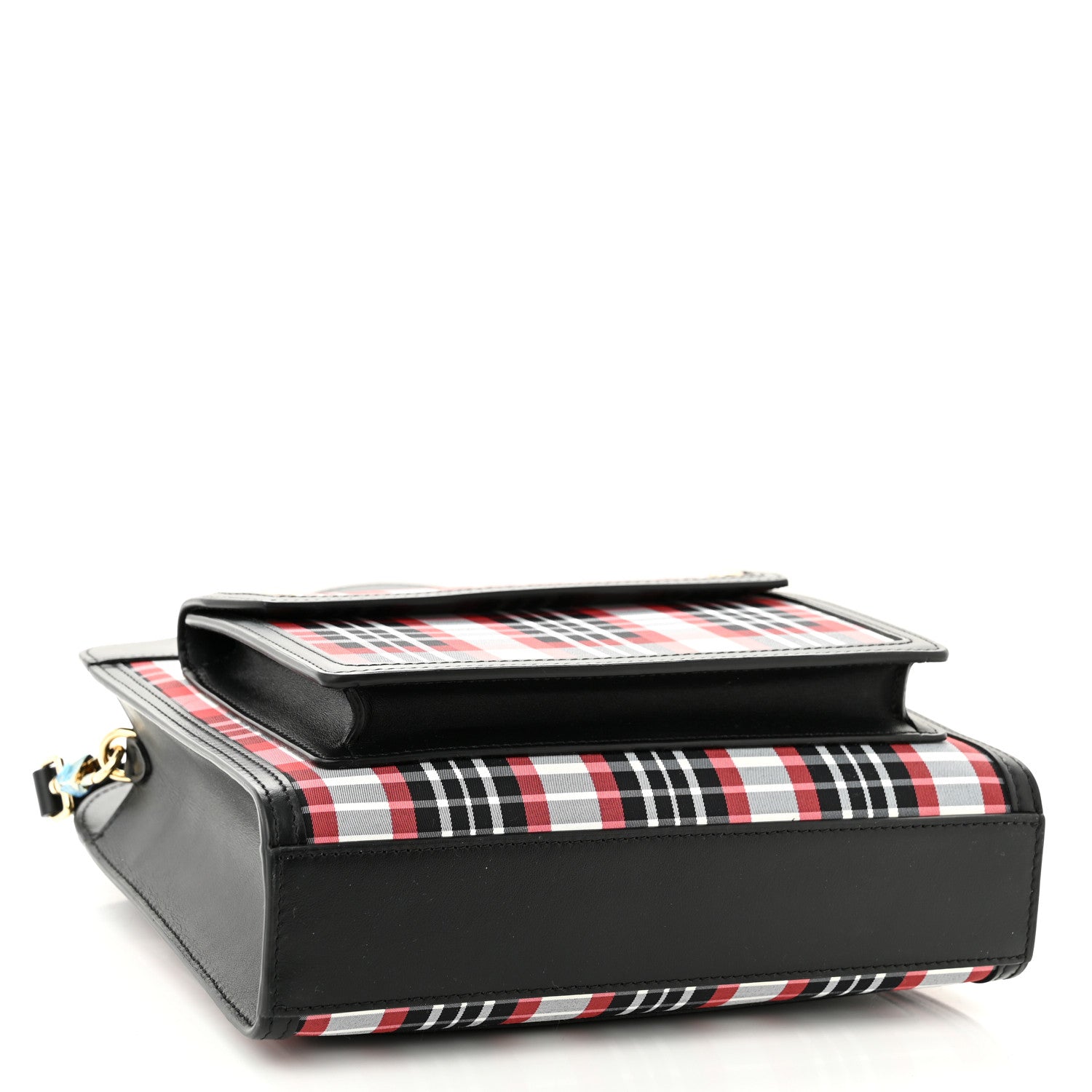Burberry Calfskin Nylon Tartan Mini Pocket Bag Bright Red 4 of 9
