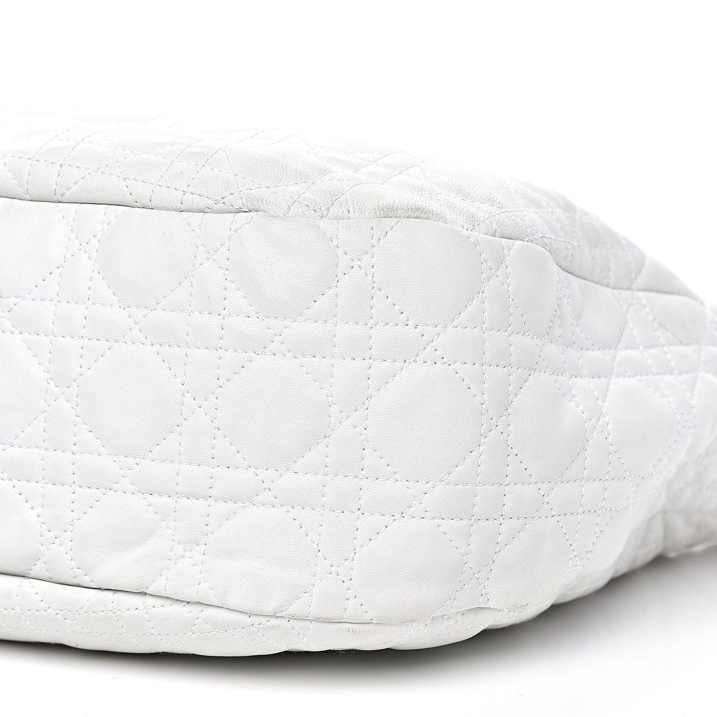 Lambskin Cannage Large Dior Soft Hobo White