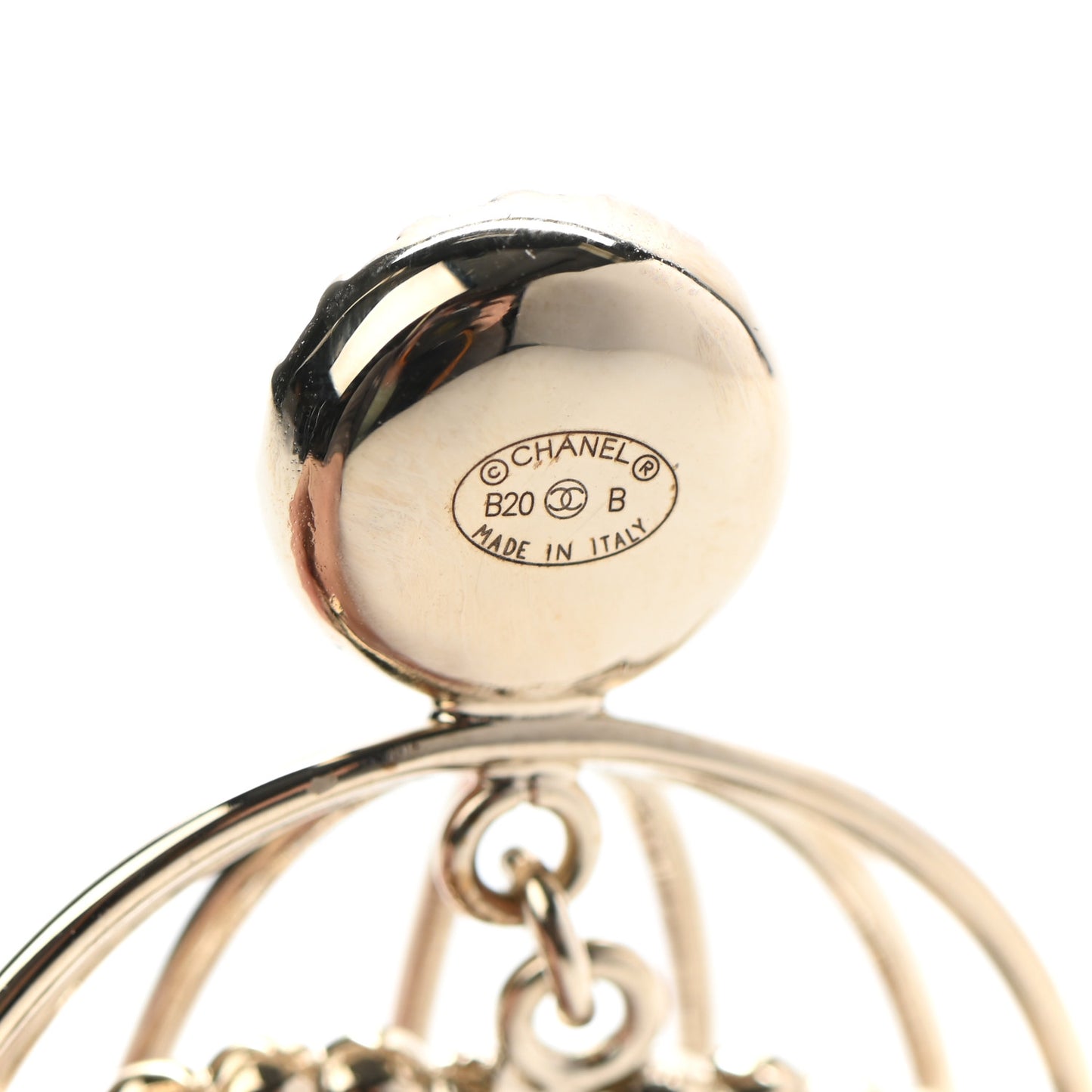 Pearl Crystal Birdcage Pin Brooch Light Gold
