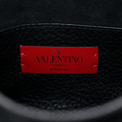 Valentino Garavani Pebbled Calfskin Rockstud Double Flap Crossbody Bag Black 6 of 16