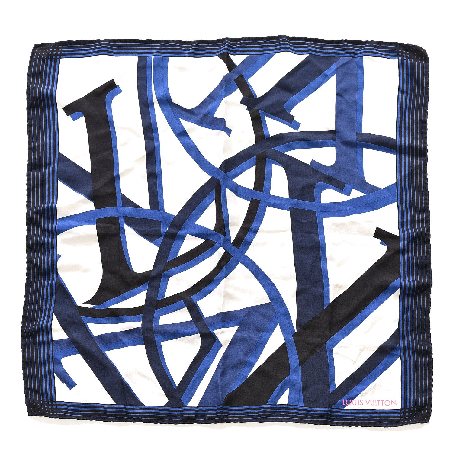 Louis Vuitton Silk Square Scarf White Blue 1 of 4