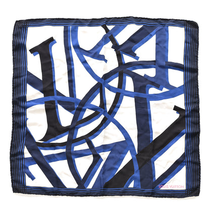 Louis Vuitton Silk Square Scarf White Blue 1 of 4