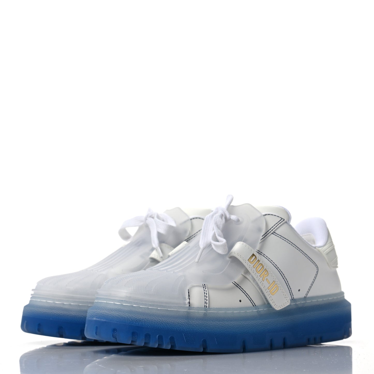 Calfskin Clear Rubber Dior-ID Platform Sneakers 39 White Deep Blue