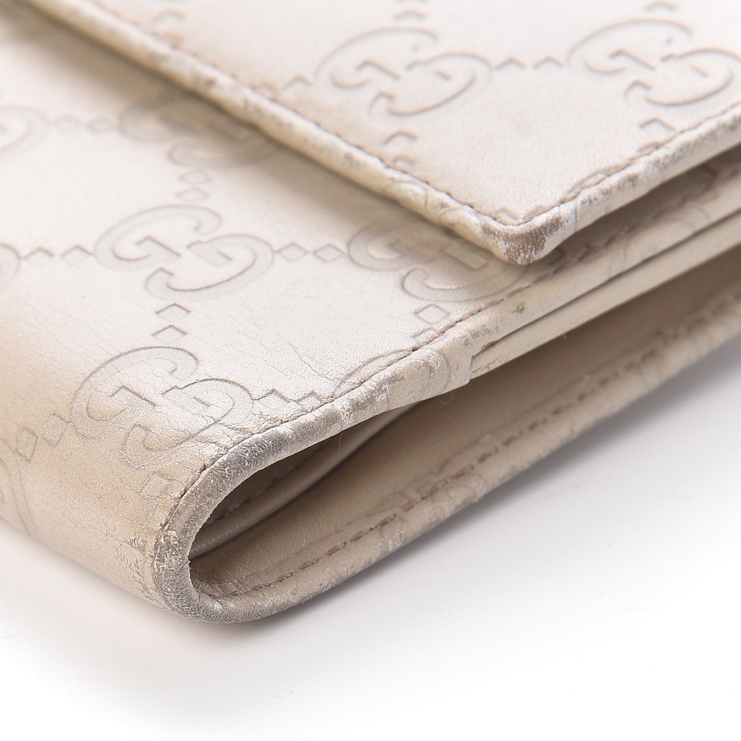 Guccissima Icon Bar French Flap Wallet White
